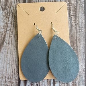 Gray Faux Leather Earrings